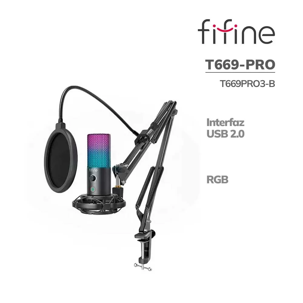 FIFINE T669 USB Microphone Bundle with Arm Stand & Shock Mount for Streaming