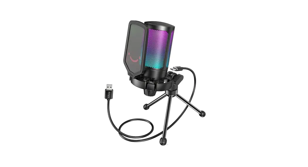 FIFINE AmpliGame A6V USB Microphone  RGB for Gaming 